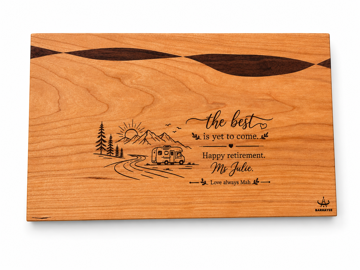 Walnut & Cherry Wave Board in the workshop